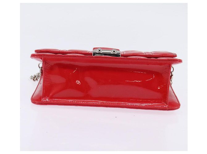 Borsa a Spalla Canage Chain Christian Dior Smalto Rosso Argento Auth 144835 - vista 5