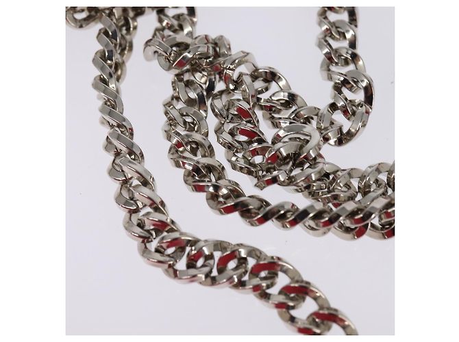 Borsa a Spalla Canage Chain Christian Dior Smalto Rosso Argento Auth 144835 - vista 8