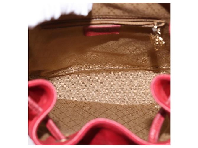 Zaino in Pelle Suede GUCCI Bamboo Rosso Oro 003 8030 Auth gh770 D'oro - vista 11