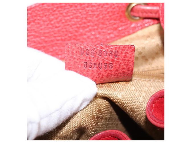 Zaino in Pelle Suede GUCCI Bamboo Rosso Oro 003 8030 Auth gh770 D'oro - vista 12