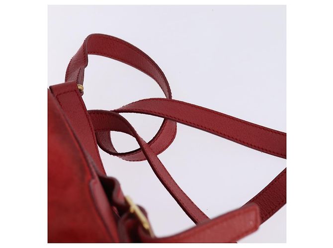 Zaino in Pelle Suede GUCCI Bamboo Rosso Oro 003 8030 Auth gh770 D'oro - vista 15