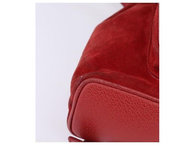 Zaino in Pelle Suede GUCCI Bamboo Rosso Oro 003 8030 Auth gh770 D'oro - vista 16