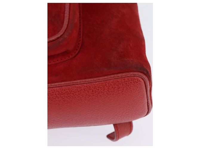 Zaino in Pelle Suede GUCCI Bamboo Rosso Oro 003 8030 Auth gh770 D'oro - vista 17