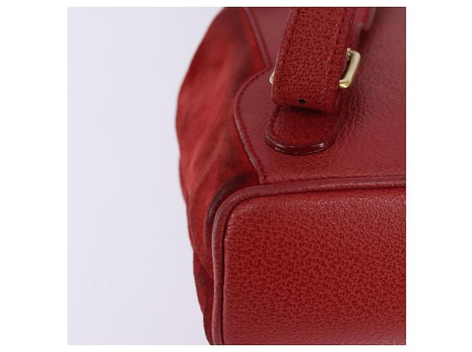 Zaino in Pelle Suede GUCCI Bamboo Rosso Oro 003 8030 Auth gh770 D'oro - vista 18