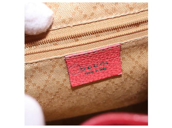 Zaino in Pelle Suede GUCCI Bamboo Rosso Oro 003 8030 Auth gh770 D'oro - vista 19