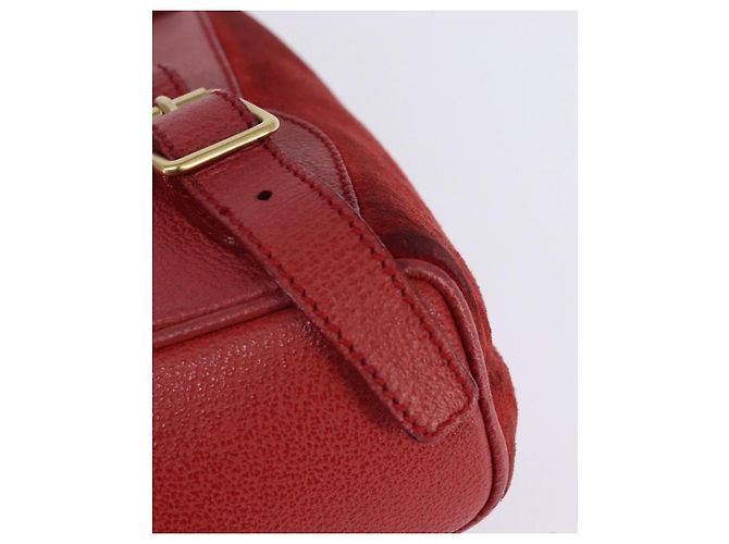 Zaino in Pelle Suede GUCCI Bamboo Rosso Oro 003 8030 Auth gh770 D'oro - vista 9