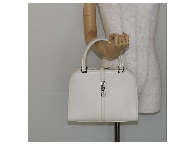 Borsa a mano GUCCI Jackie in pelle bianca argento 002 1071 Auth ti3434 Bianco - vista 23
