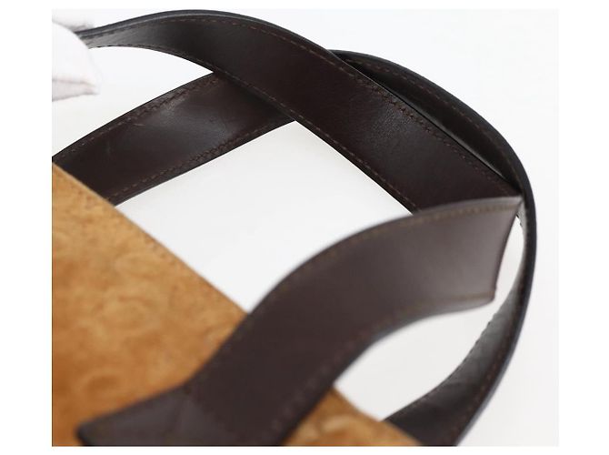 Céline Borsa a mano in tela Macadam C di CELINE marrone e oro Auth 144381 D'oro - vista 8
