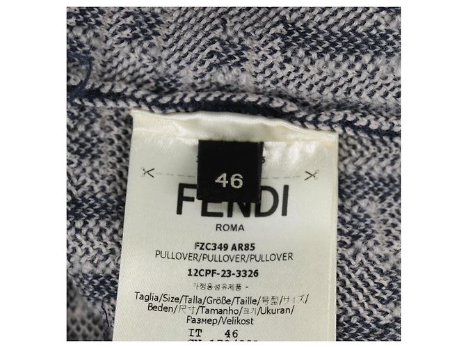 Polo in Lana FENDI Blu Navy Auth am9150M - vista 10