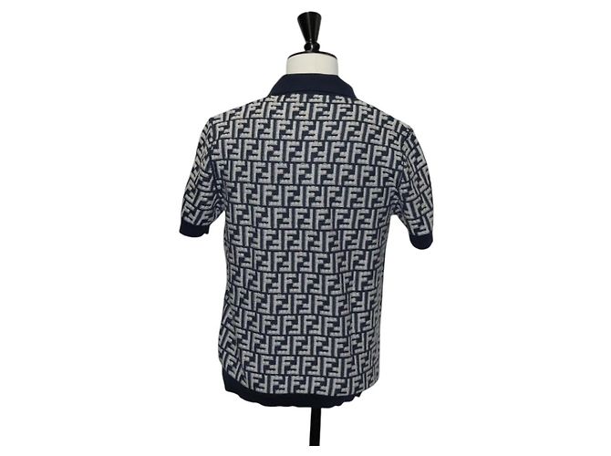 Polo in Lana FENDI Blu Navy Auth am9150M - vista 2