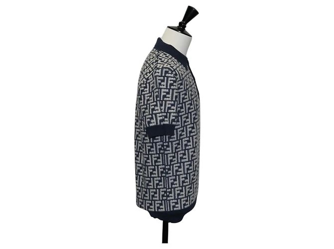 Polo in Lana FENDI Blu Navy Auth am9150M - vista 4