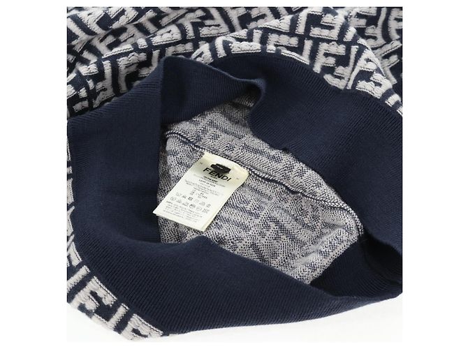 Polo in Lana FENDI Blu Navy Auth am9150M - vista 9