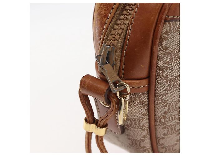 Céline Borsa a Spalla in Tela Macadam CELINE PVC Beige Oro Auth 144212 D'oro - vista 10