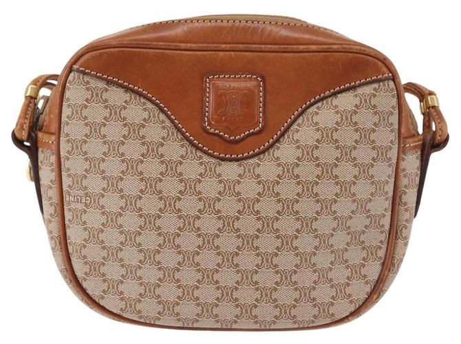 Céline Borsa a Spalla in Tela Macadam CELINE PVC Beige Oro Auth 144212 D'oro - vista 13