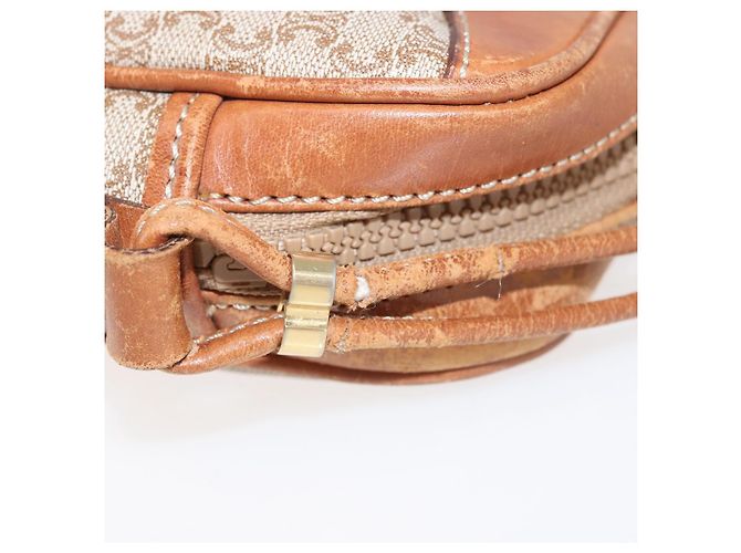 Céline Borsa a Spalla in Tela Macadam CELINE PVC Beige Oro Auth 144212 D'oro - vista 8