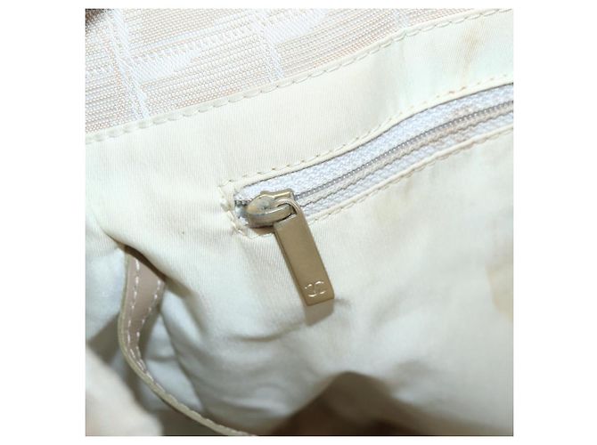 CHANEL Nuova Borsa Tote da Viaggio Nylon Beige Oro CC Auth ti3423 D'oro - vista 18
