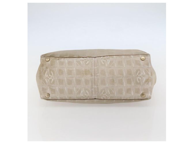 CHANEL Nuova Borsa Tote da Viaggio Nylon Beige Oro CC Auth ti3423 D'oro - vista 5