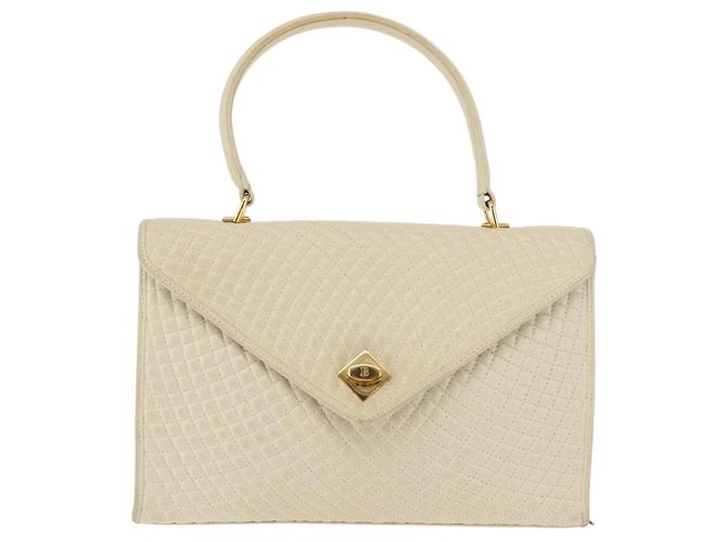 BALLY Borsa a Mano Trapuntata in Pelle Beige Oro Auth BA6460 D'oro - vista 13
