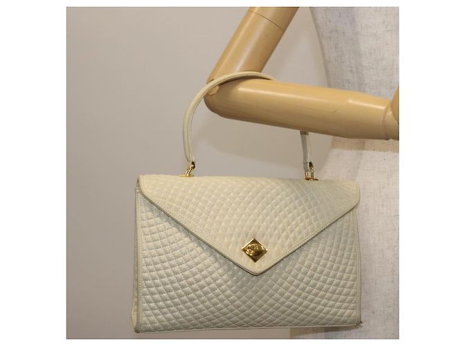 BALLY Borsa a Mano Trapuntata in Pelle Beige Oro Auth BA6460 D'oro - vista 22