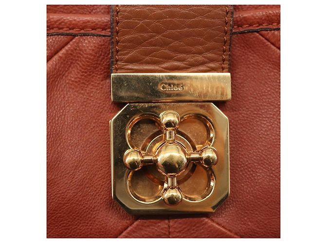 Chloé Borsa Tote in Pelle Marrone Oro Auth bs29573 D'oro - vista 10