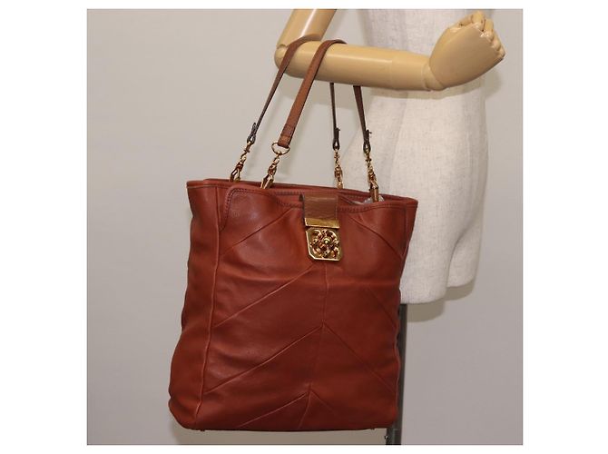 Chloé Borsa Tote in Pelle Marrone Oro Auth bs29573 D'oro - vista 22