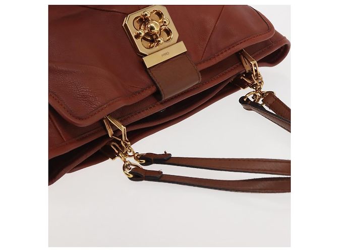 Chloé Borsa Tote in Pelle Marrone Oro Auth bs29573 D'oro - vista 6