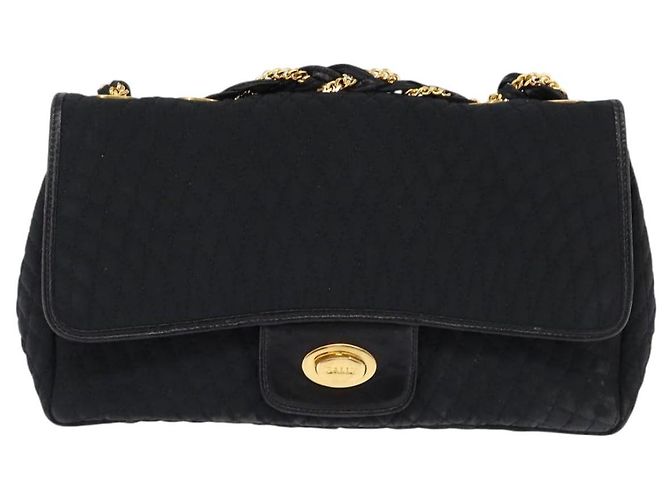 BALLY Borsa a Spalla con Catena Nylon Nero Oro Auth am9111 D'oro - vista 13