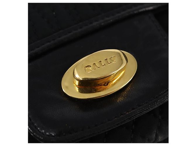 BALLY Borsa a Spalla con Catena Nylon Nero Oro Auth am9111 D'oro - vista 17