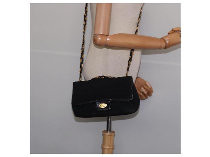 BALLY Borsa a Spalla con Catena Nylon Nero Oro Auth am9111 D'oro - vista 23