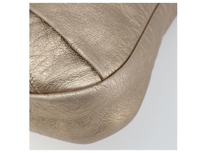 Bolso de Hombro Vala de Cuero Beige Dorado Auth 142849 de Salvatore Ferragamo - vista 14