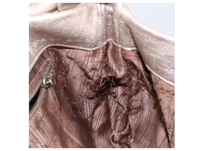 Bolso de Hombro Vala de Cuero Beige Dorado Auth 142849 de Salvatore Ferragamo - vista 19