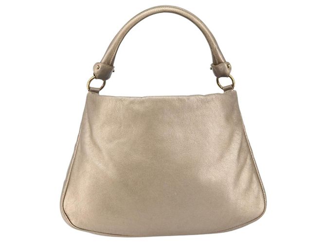 Bolso de Hombro Vala de Cuero Beige Dorado Auth 142849 de Salvatore Ferragamo - vista 2