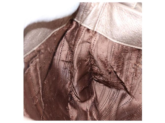 Bolso de Hombro Vala de Cuero Beige Dorado Auth 142849 de Salvatore Ferragamo - vista 20