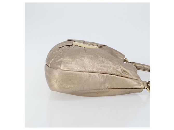 Bolso de Hombro Vala de Cuero Beige Dorado Auth 142849 de Salvatore Ferragamo - vista 3