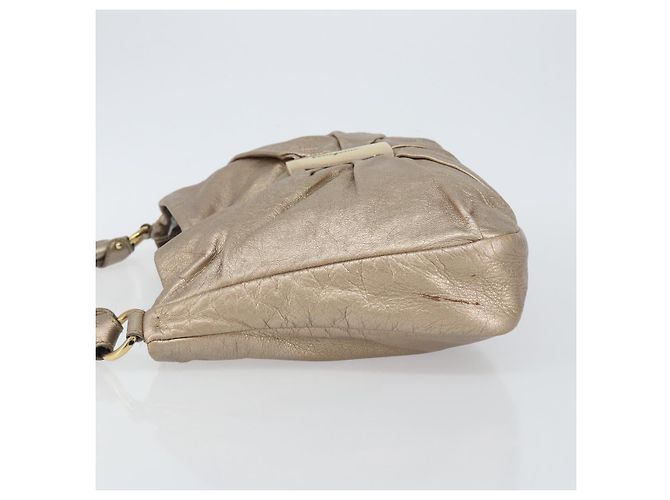 Bolso de Hombro Vala de Cuero Beige Dorado Auth 142849 de Salvatore Ferragamo - vista 4