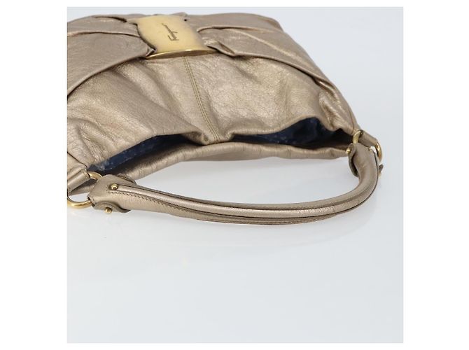 Bolso de Hombro Vala de Cuero Beige Dorado Auth 142849 de Salvatore Ferragamo - vista 7