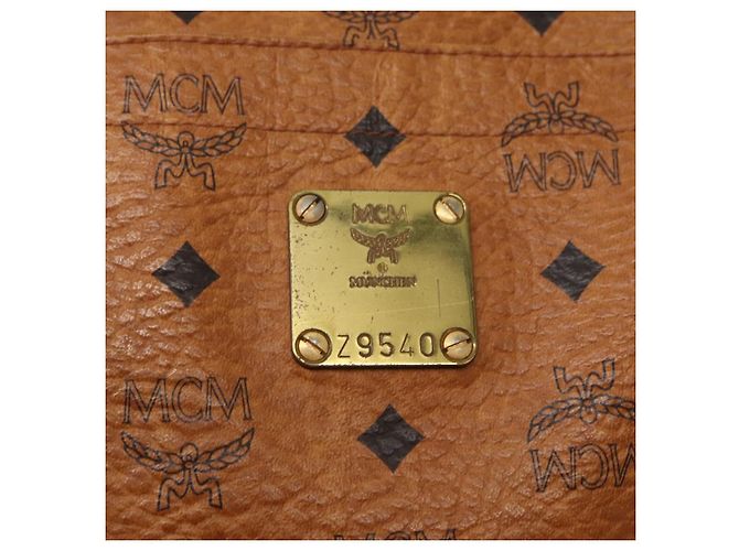 Borsa a Spalla MCM Logogram Vicetos in Pelle PVC Marrone Oro Auth am9099 D'oro - vista 12
