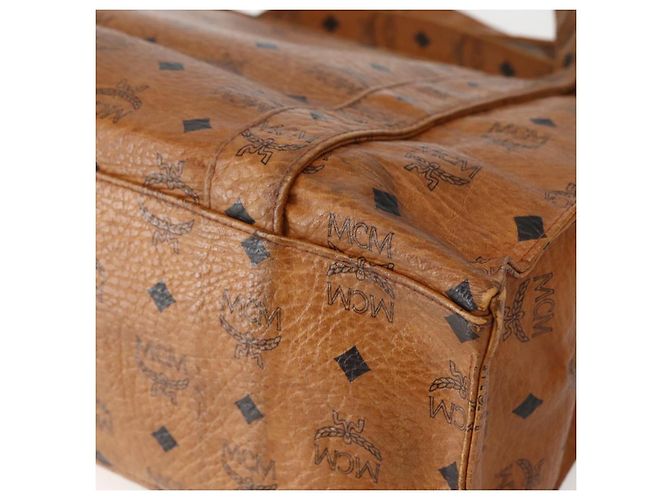 Borsa a Spalla MCM Logogram Vicetos in Pelle PVC Marrone Oro Auth am9099 D'oro - vista 15