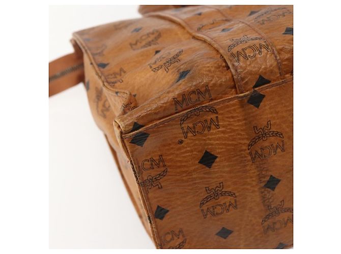 Borsa a Spalla MCM Logogram Vicetos in Pelle PVC Marrone Oro Auth am9099 D'oro - vista 16