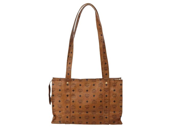 Borsa a Spalla MCM Logogram Vicetos in Pelle PVC Marrone Oro Auth am9099 D'oro - vista 2