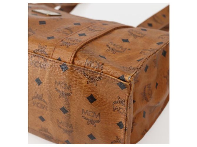 Borsa a Spalla MCM Logogram Vicetos in Pelle PVC Marrone Oro Auth am9099 D'oro - vista 9