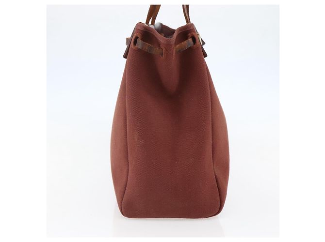 Hermès HERMES Herbag Cabas GM Borsa Tote Tela Pelle Marrone Oro Auth bs29683 D'oro - vista 3