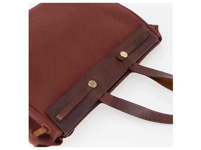 Hermès HERMES Herbag Cabas GM Borsa Tote Tela Pelle Marrone Oro Auth bs29683 D'oro - vista 6