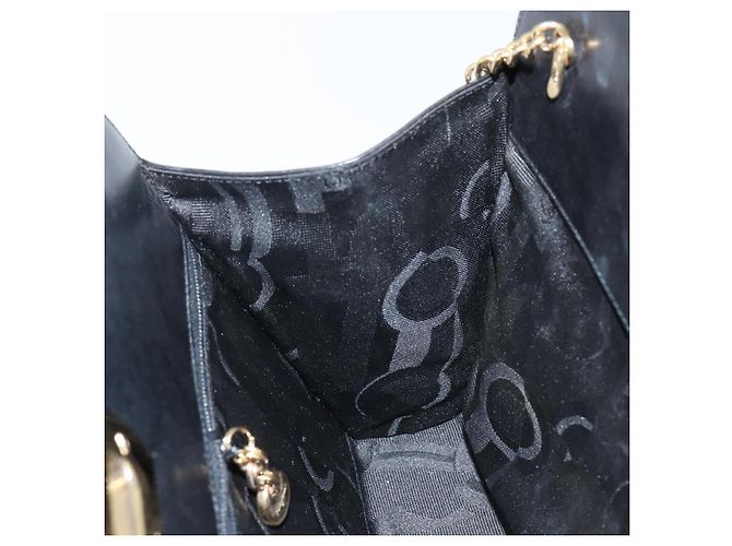 Borsa a spalla in pelle Gancini Chain di Salvatore Ferragamo Nero Oro Auth 143759 - vista 19