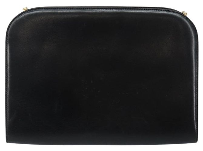 Borsa a spalla in pelle Gancini Chain di Salvatore Ferragamo Nero Oro Auth 143759 - vista 2