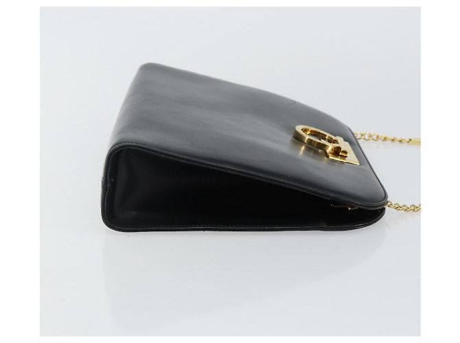Borsa a spalla in pelle Gancini Chain di Salvatore Ferragamo Nero Oro Auth 143759 - vista 3