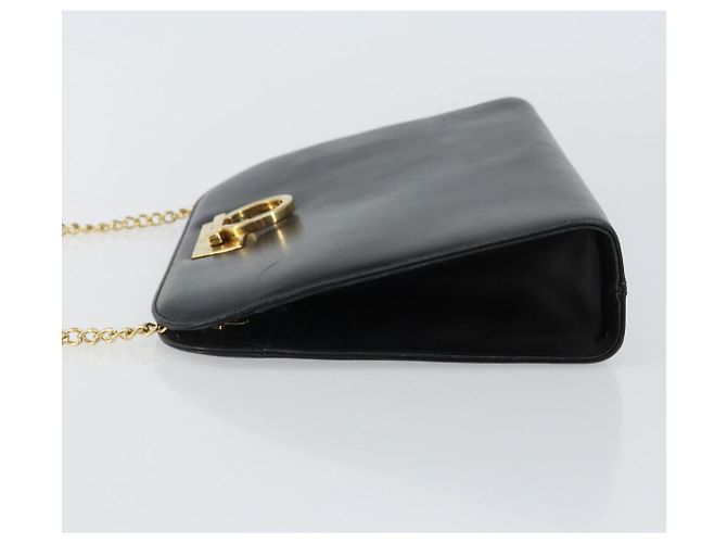 Borsa a spalla in pelle Gancini Chain di Salvatore Ferragamo Nero Oro Auth 143759 - vista 4