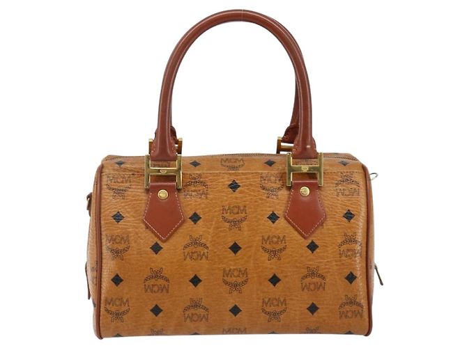 Borsa MCM Logogram Vicetos in pelle PVC marrone oro Auth am9103 D'oro - vista 2