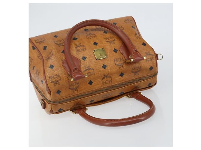 Borsa MCM Logogram Vicetos in pelle PVC marrone oro Auth am9103 D'oro - vista 6
