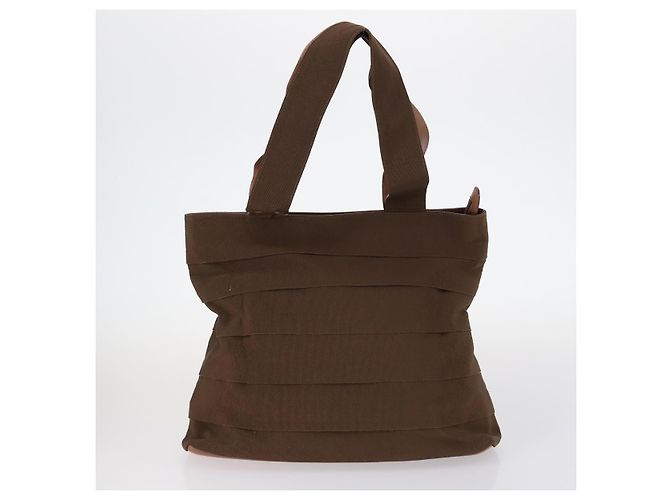 Borsa a Spalla Salvatore Ferragamo in Pelle Nylon 2Set Beige Marrone Auth 141558 - vista 2